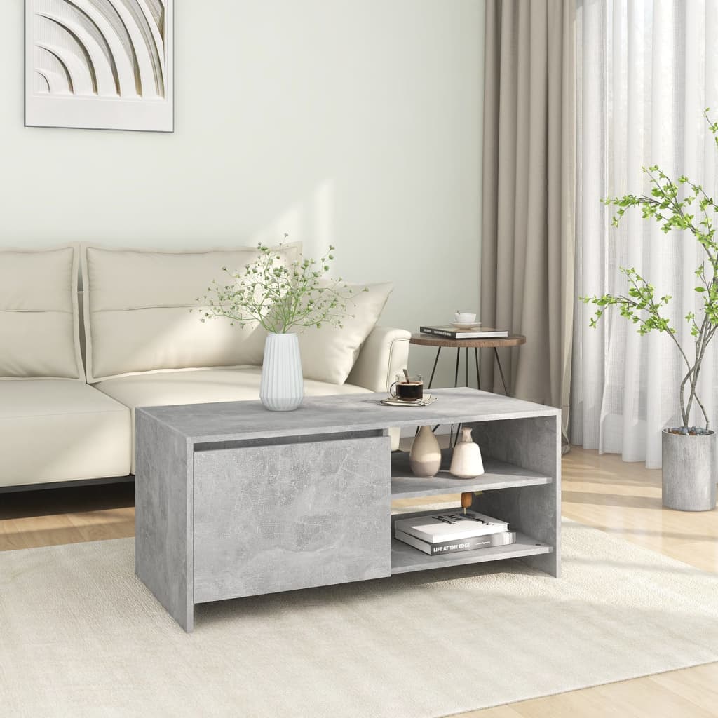 Table basse Gris béton 102x50x45 cm Bois d'ingénierie