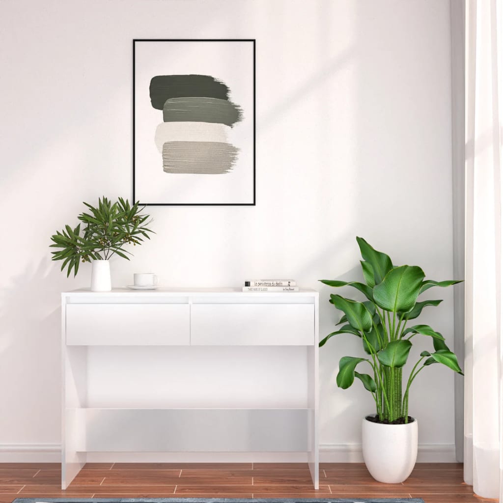 Table console blanc 100x35x76,5 cm bois d'ingénierie - XIOS