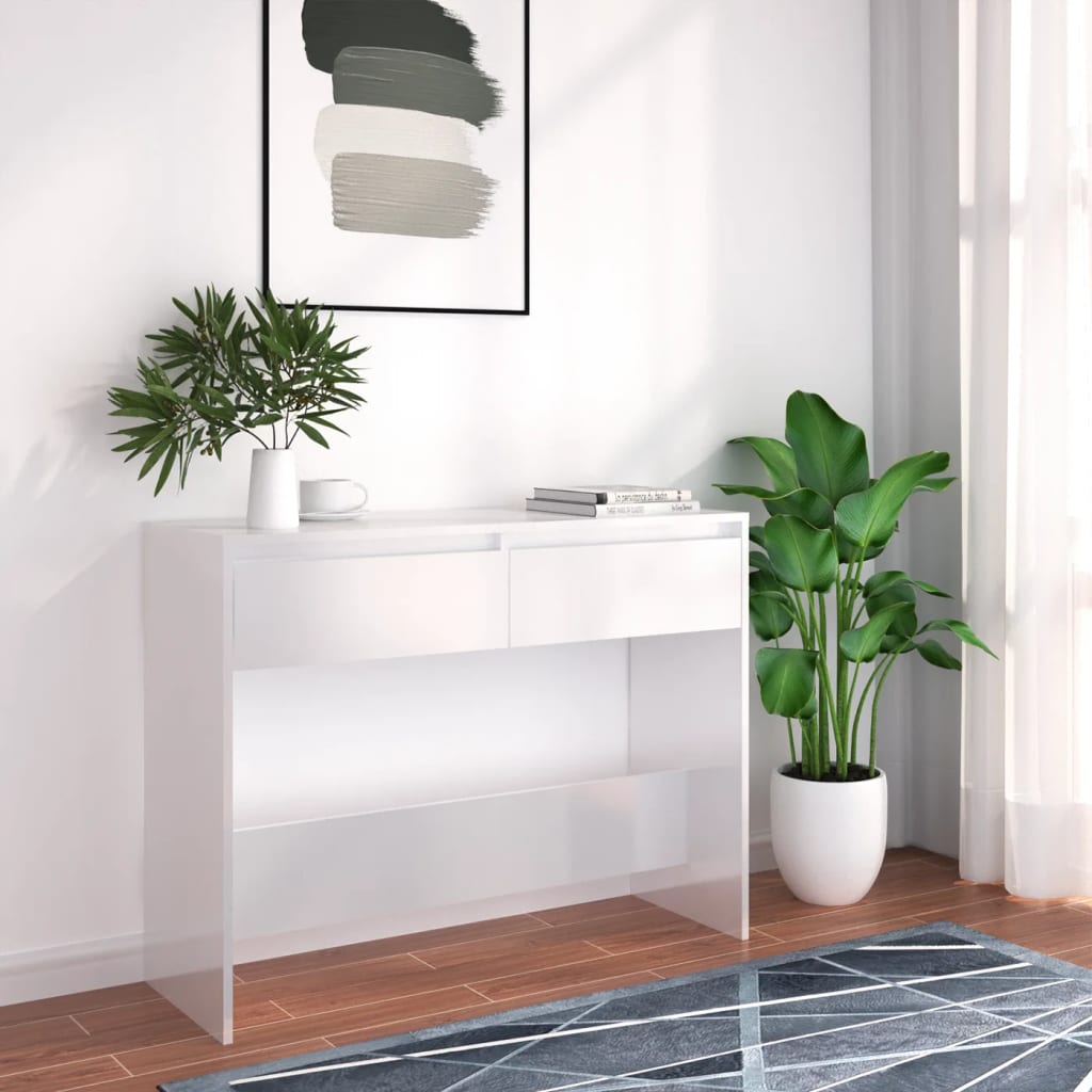 Table console blanc 100x35x76,5 cm bois d'ingénierie - XIOS