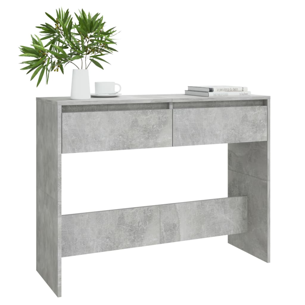 Table console gris béton 100x35x76,5 cm bois d'ingénierie - XIOS