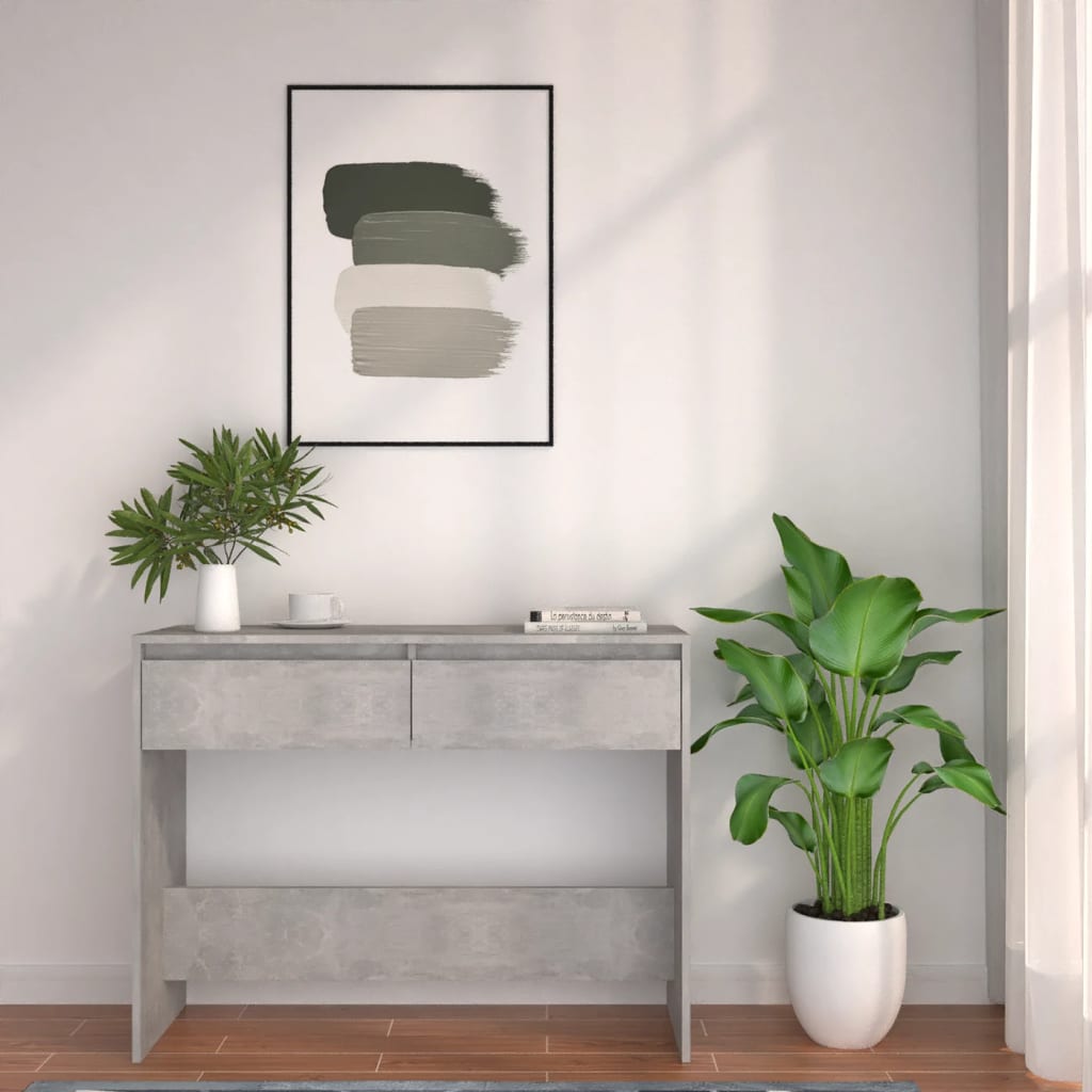 Table console gris béton 100x35x76,5 cm bois d'ingénierie - XIOS