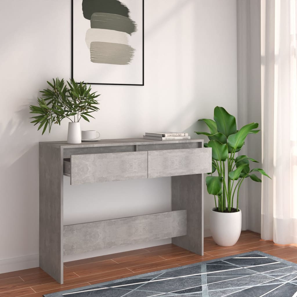 Table console gris béton 100x35x76,5 cm bois d'ingénierie - XIOS