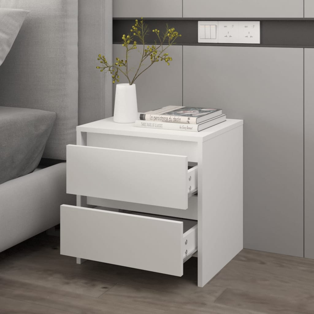 Table de chevet blanc 45x34,5x44,5 cm bois d’ingénierie - XIOS