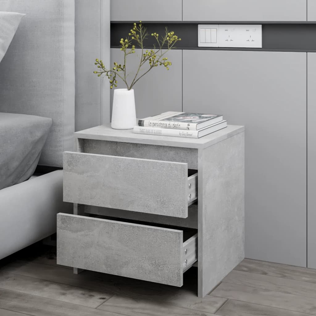 Table de chevet gris béton 45x34,5x44,5 cm bois d’ingénierie - XIOS