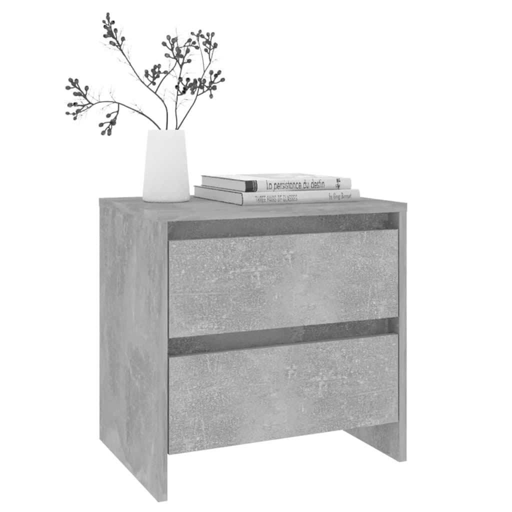 Tables de chevet 2pcs gris béton 45x34,5x44,5cm bois ingénierie - XIOS