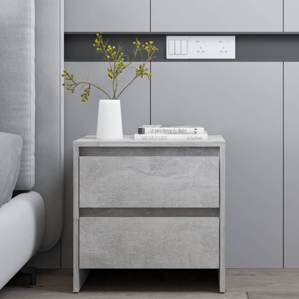 Tables de chevet 2pcs gris béton 45x34,5x44,5cm bois ingénierie - XIOS