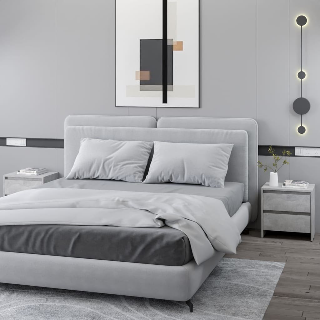 Tables de chevet 2pcs gris béton 45x34,5x44,5cm bois ingénierie - XIOS