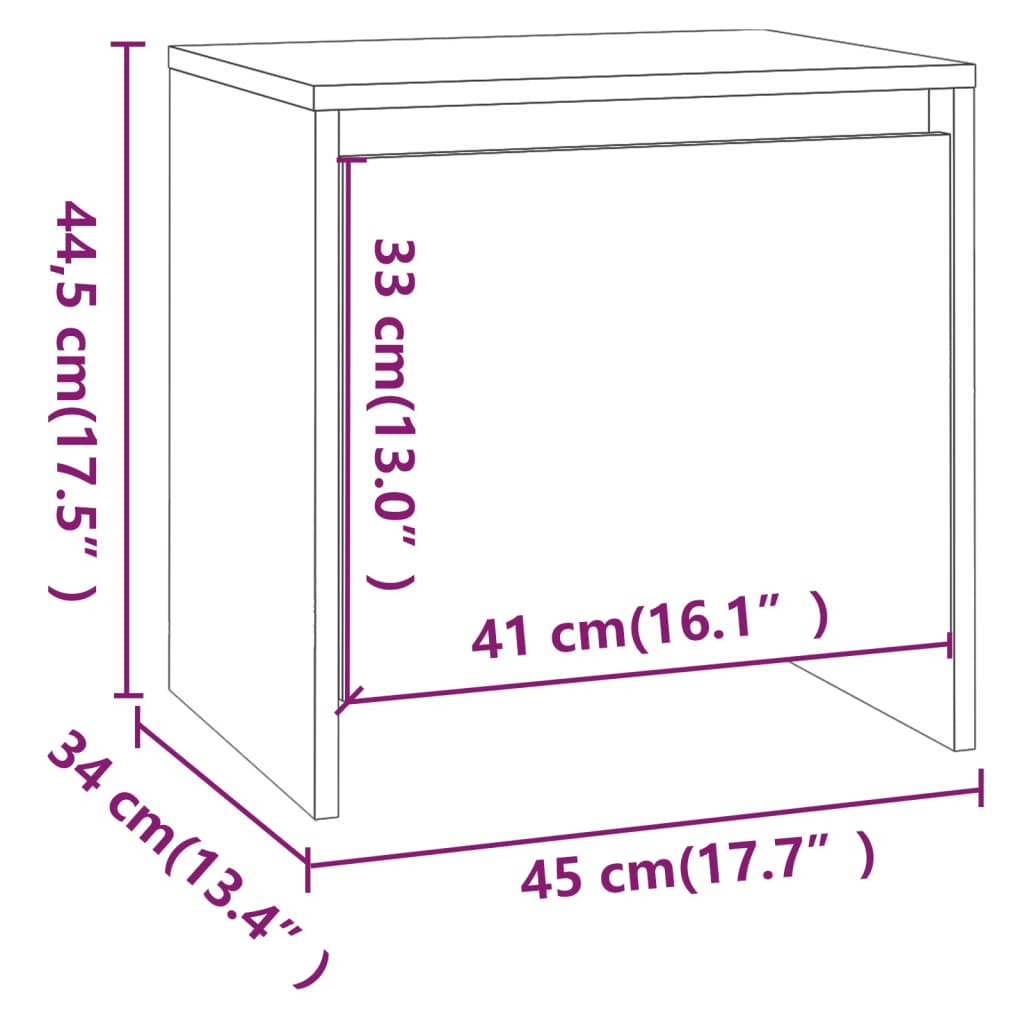 Table de chevet blanc 45x34x44,5 cm bois d’ingénierie - XIOS