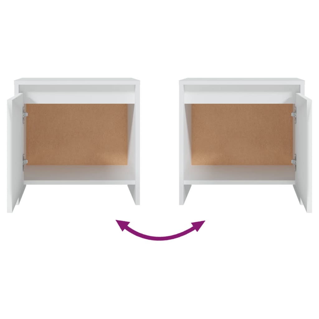 Tables de chevet 2 pcs blanc 45x34x44,5 cm bois d'ingénierie