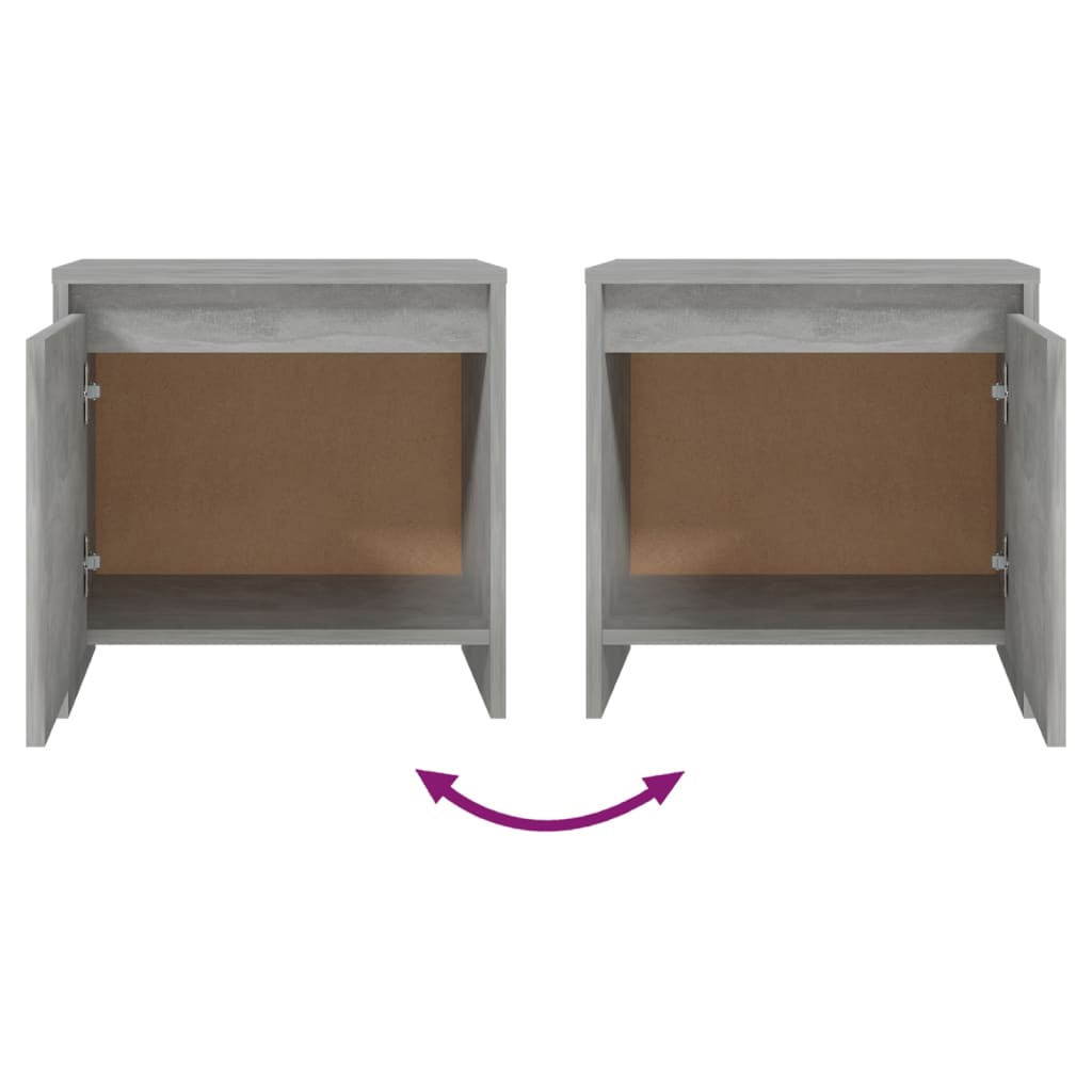 Tables de chevet 2 pcs Gris béton 45x34x44,5 cm Aggloméré