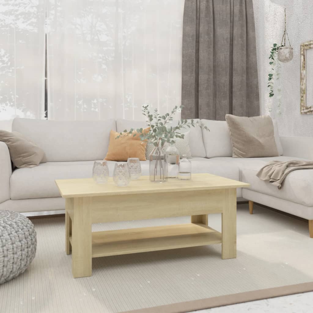 Table basse chêne sonoma 102x55x42 cm bois d'ingénierie - XIOS
