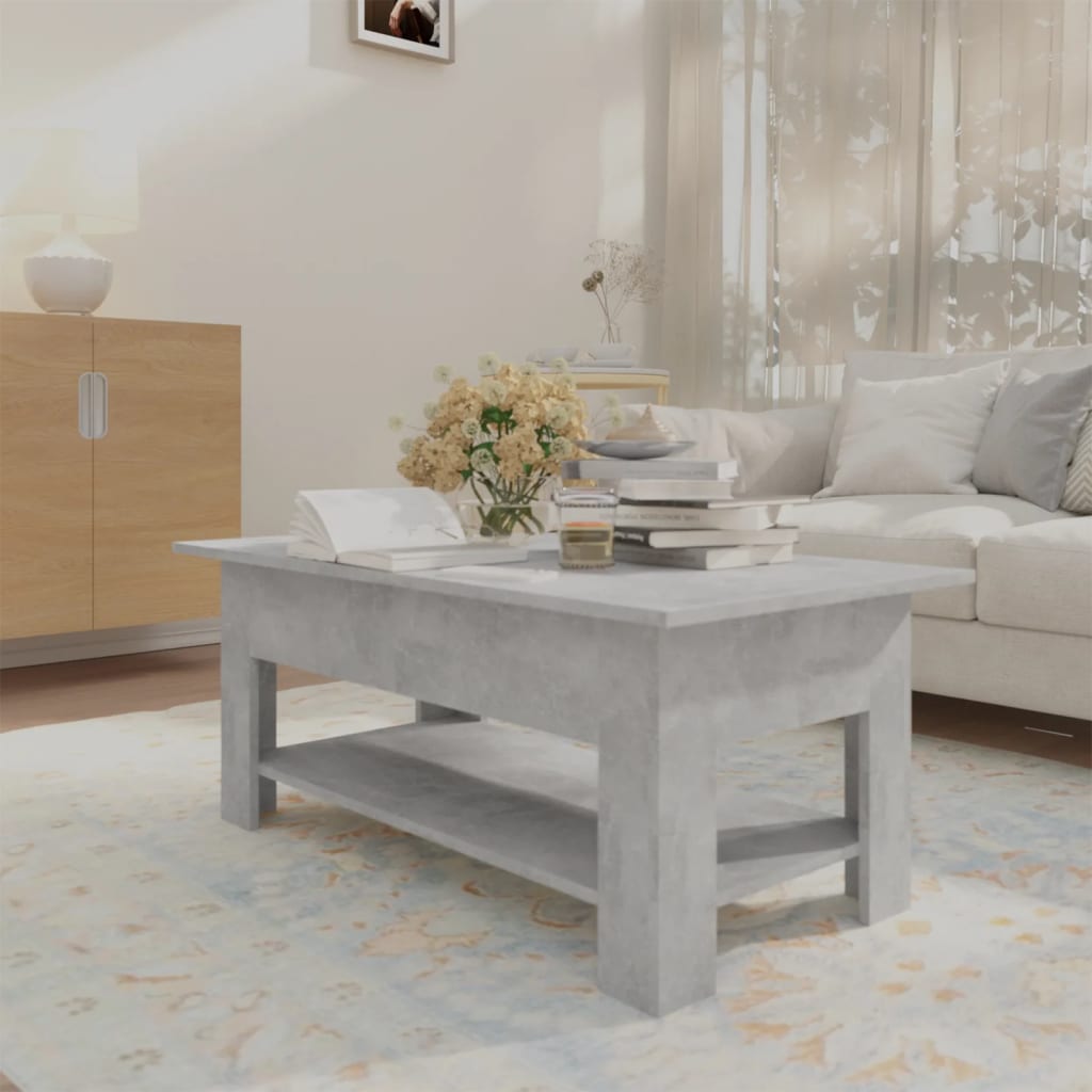 Table basse gris béton 102x55x42 cm bois d'ingénierie - XIOS