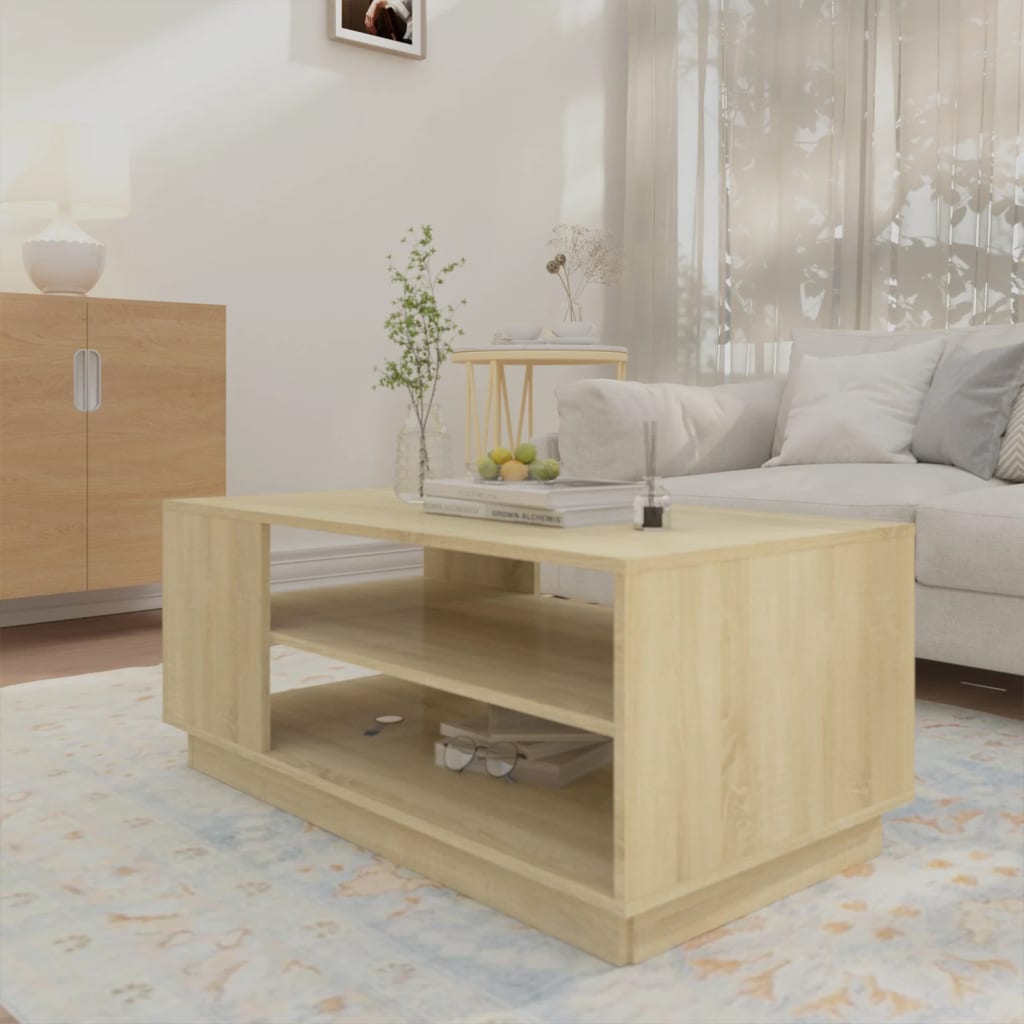 Table basse chêne sonoma 102x55x43 cm bois d'ingénierie - XIOS