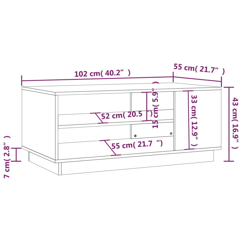 Table basse chêne sonoma 102x55x43 cm bois d'ingénierie - XIOS