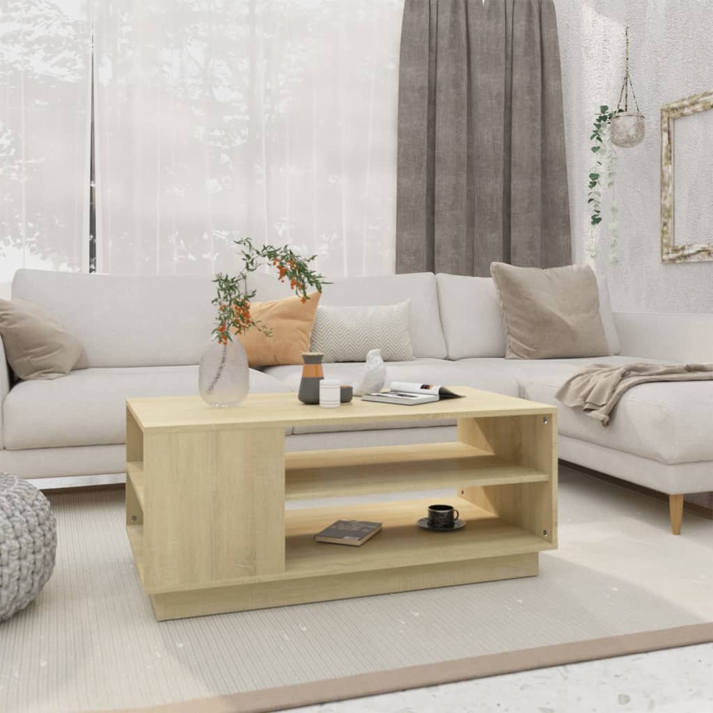 Table basse chêne sonoma 102x55x43 cm bois d'ingénierie - XIOS