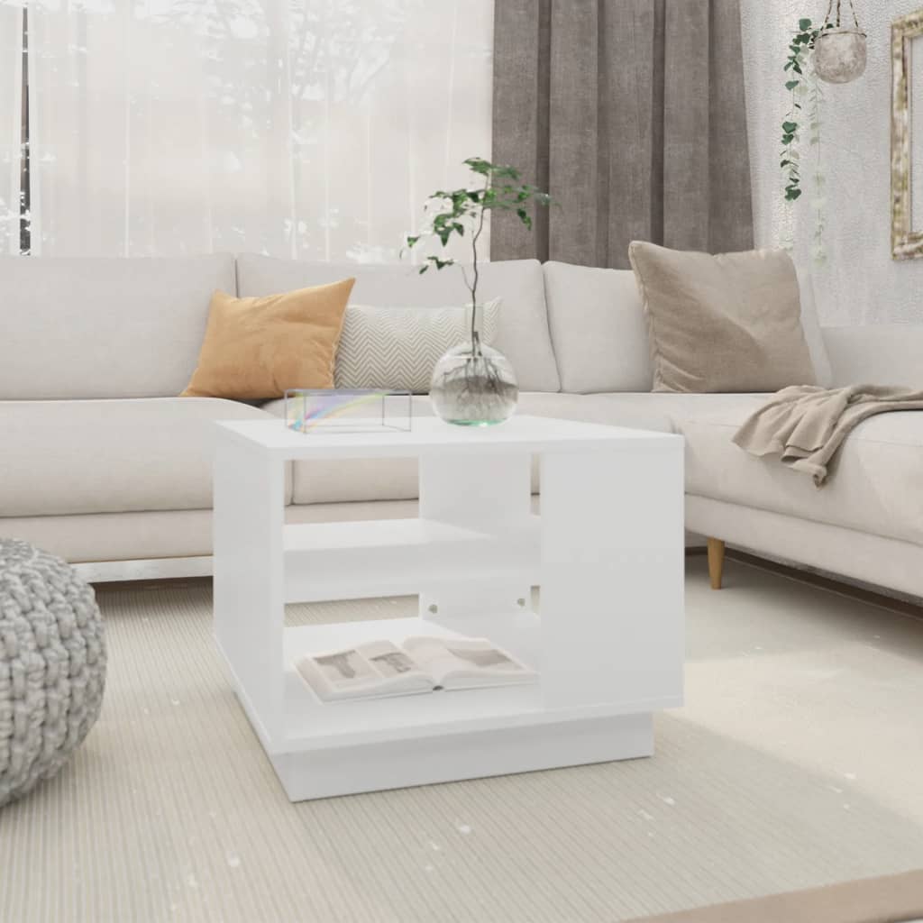 Table basse blanc 55x55x43 cm bois d'ingénierie - XIOS