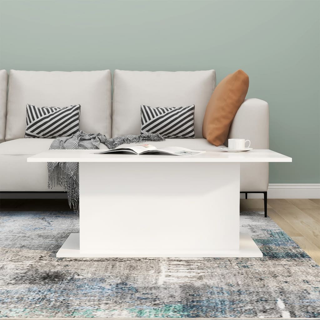 Table basse blanc 102x55,5x40 cm bois d'ingénierie - XIOS