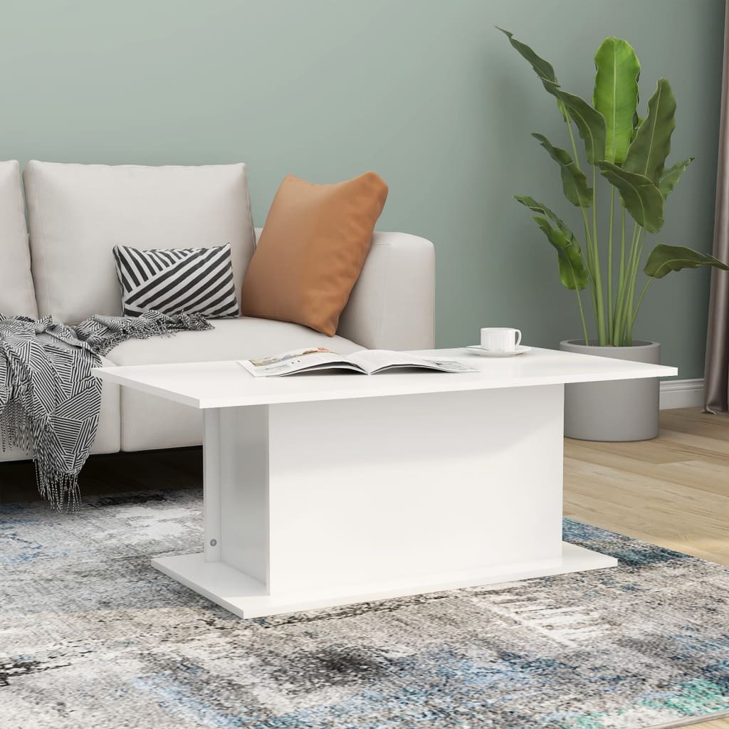 Table basse blanc 102x55,5x40 cm bois d'ingénierie - XIOS
