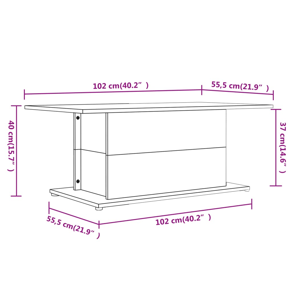 Table basse chêne sonoma 102x55,5x40 cm bois d'ingénierie - XIOS
