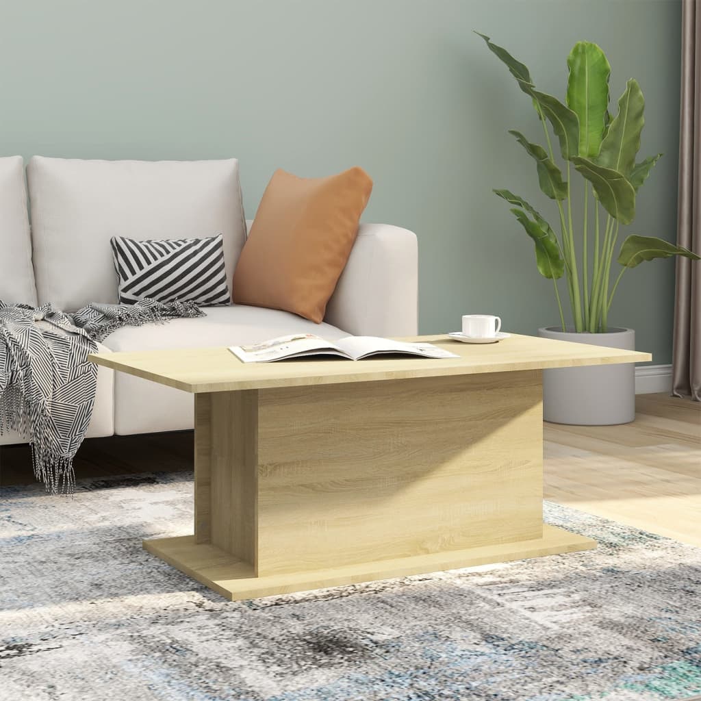 Table basse chêne sonoma 102x55,5x40 cm bois d'ingénierie - XIOS