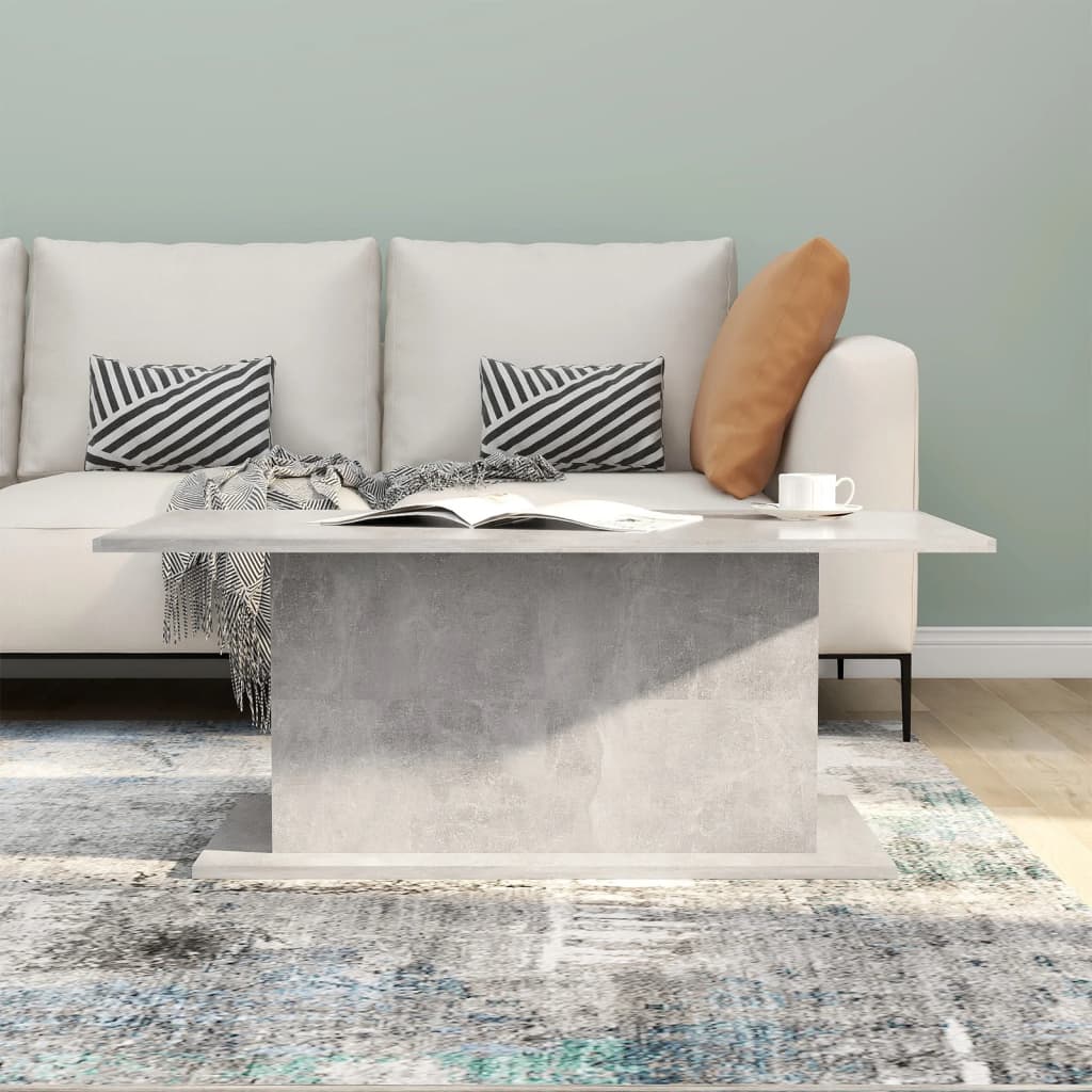 Table basse gris béton 102x55,5x40 cm bois d'ingénierie - XIOS