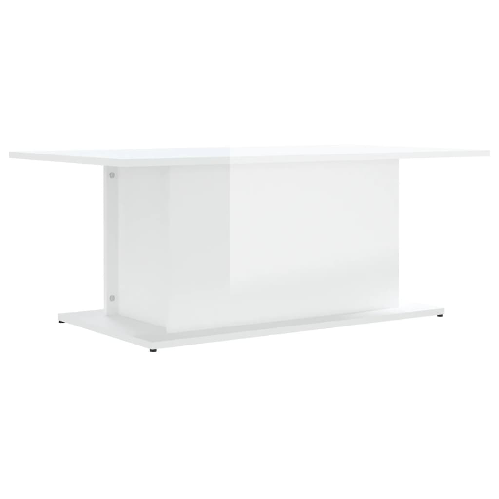 Table basse blanc brillant 102x55,5x40 cm bois d'ingénierie - XIOS