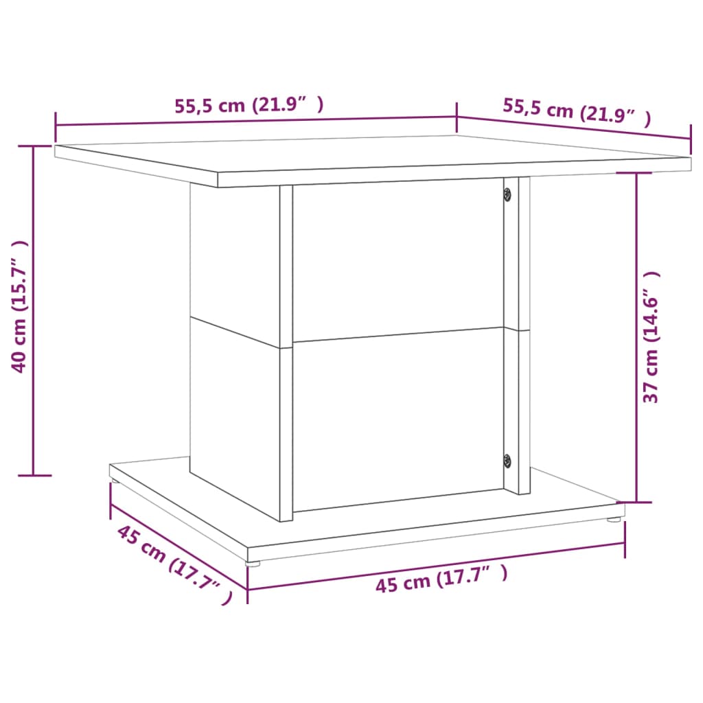 Table basse noir 55,5x55,5x40 cm bois d'ingénierie - XIOS