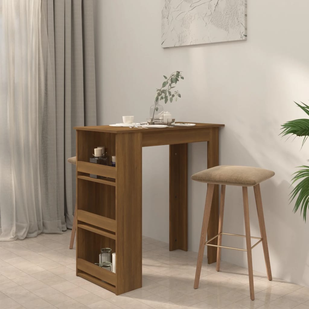 Table de bar et rangement chêne marron bois d'ingénierie - XIOS