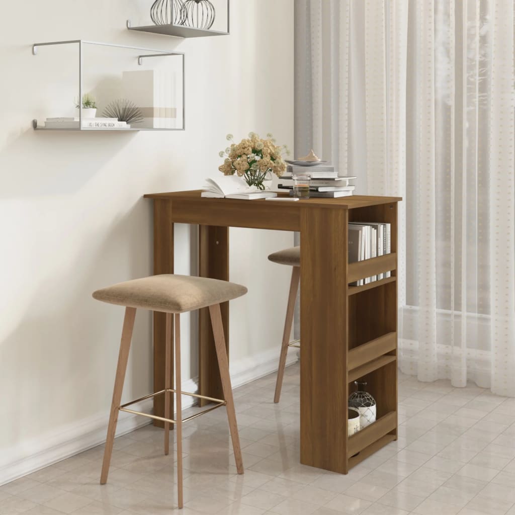 Table de bar et rangement chêne marron bois d'ingénierie - XIOS