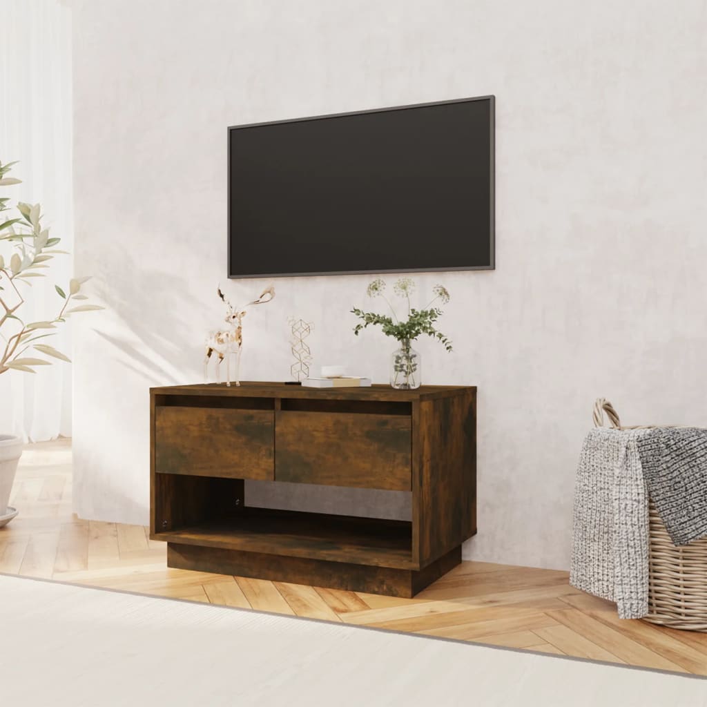 Meuble TV chêne fumé 70x41x44 cm bois d'ingénierie - XIOS