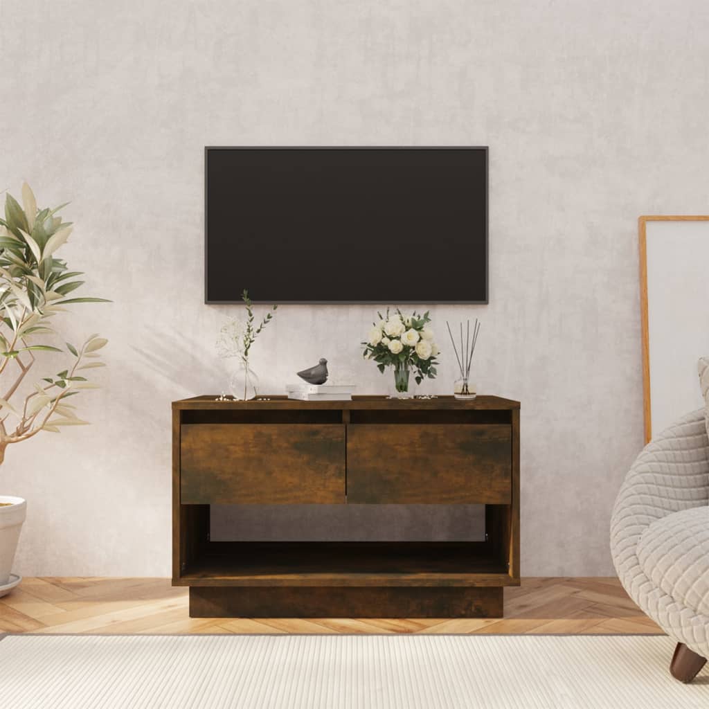 Meuble TV chêne fumé 70x41x44 cm bois d'ingénierie - XIOS