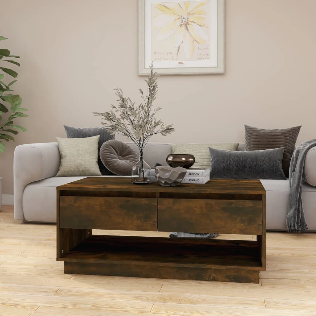 Table basse Chêne fumé 102,5x55x44 cm Bois d'ingénierie - XIOS