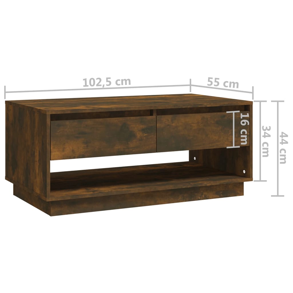 Table basse Chêne fumé 102,5x55x44 cm Bois d'ingénierie - XIOS