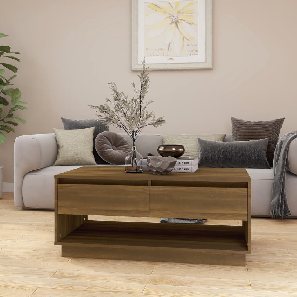Table basse Chêne marron 102,5x55x44 cm Bois d'ingénierie - XIOS