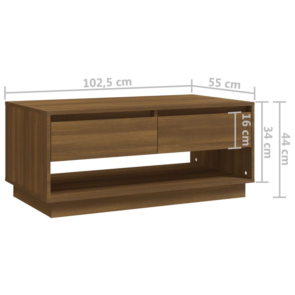 Table basse Chêne marron 102,5x55x44 cm Bois d'ingénierie - XIOS