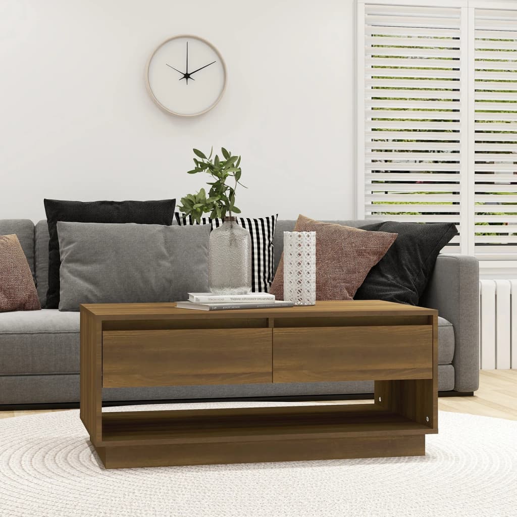 Table basse Chêne marron 102,5x55x44 cm Bois d'ingénierie - XIOS