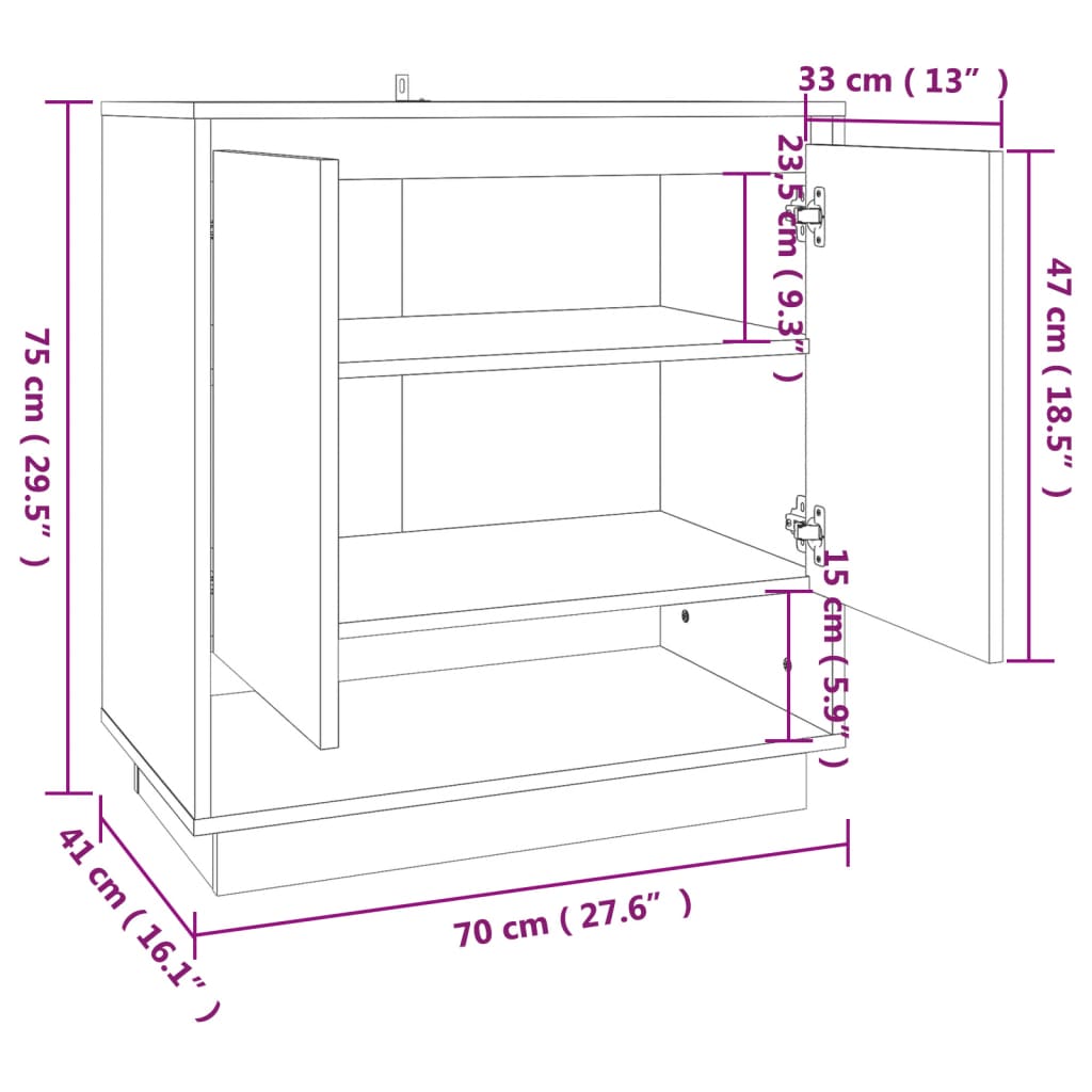 Buffet Chêne fumé 70x41x75 cm Bois d'ingénierie - XIOS