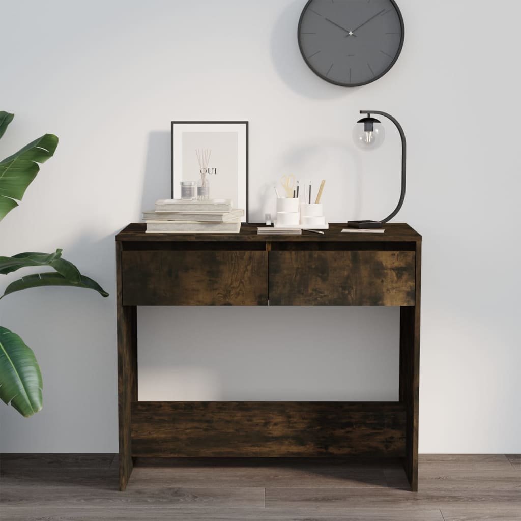 Table console chêne fumé 89x41x76,5 cm bois d'ingénierie - XIOS