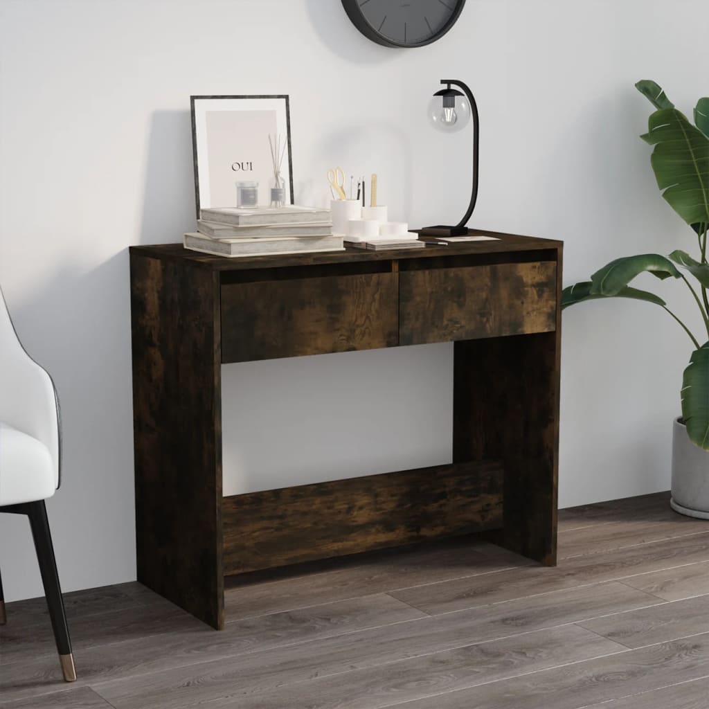 Table console chêne fumé 89x41x76,5 cm bois d'ingénierie - XIOS