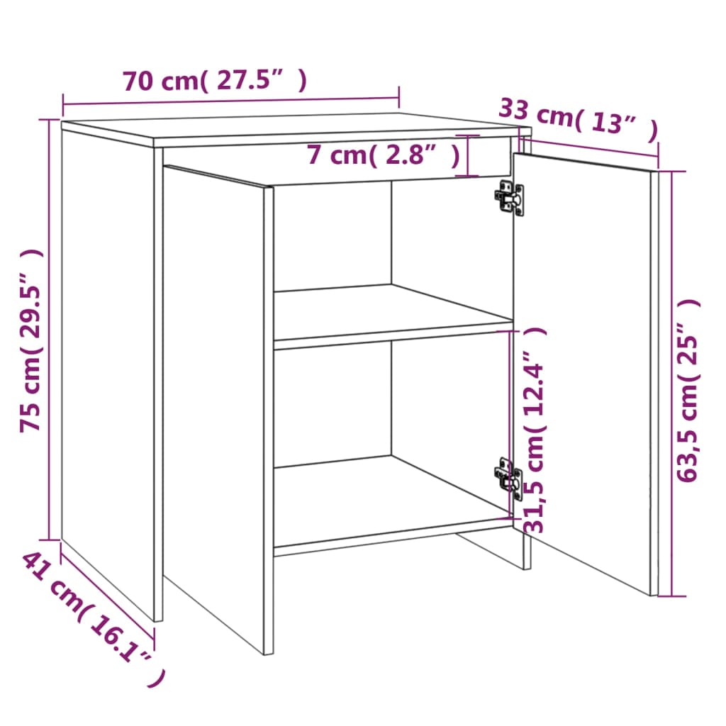 Buffet Chêne fumé 70x41x75 cm Bois d'ingénierie - XIOS
