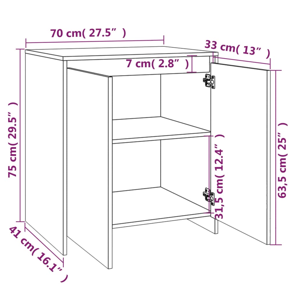 Buffet Sonoma gris 70x41x75 cm Bois d'ingénierie - XIOS