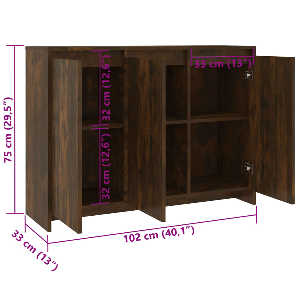 Buffet Chêne fumé 102x33x75 cm Bois d'ingénierie - XIOS
