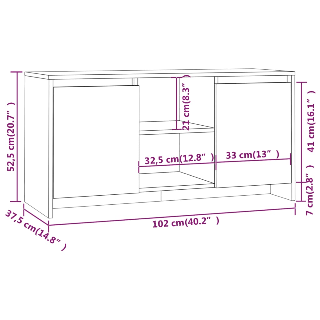Meuble TV Sonoma gris 102x37,5x52,5 cm Aggloméré - XIOS