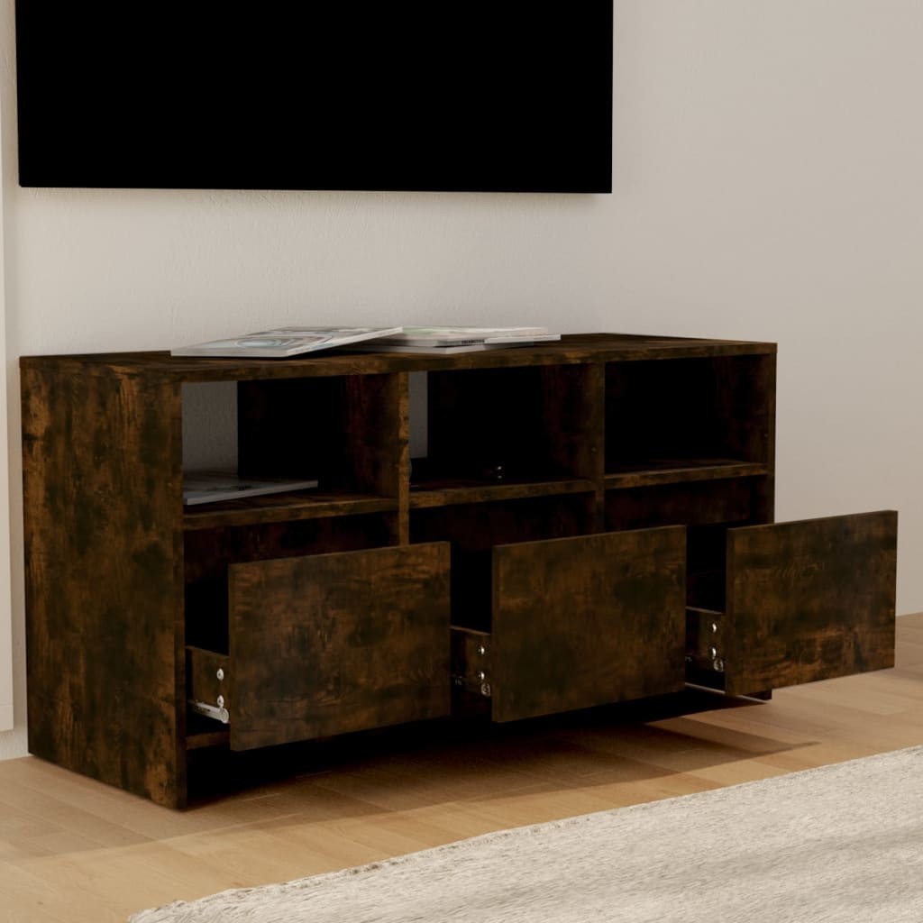 Meuble TV Chêne fumé 102x37,5x52,5 cm Bois d'ingénierie - XIOS