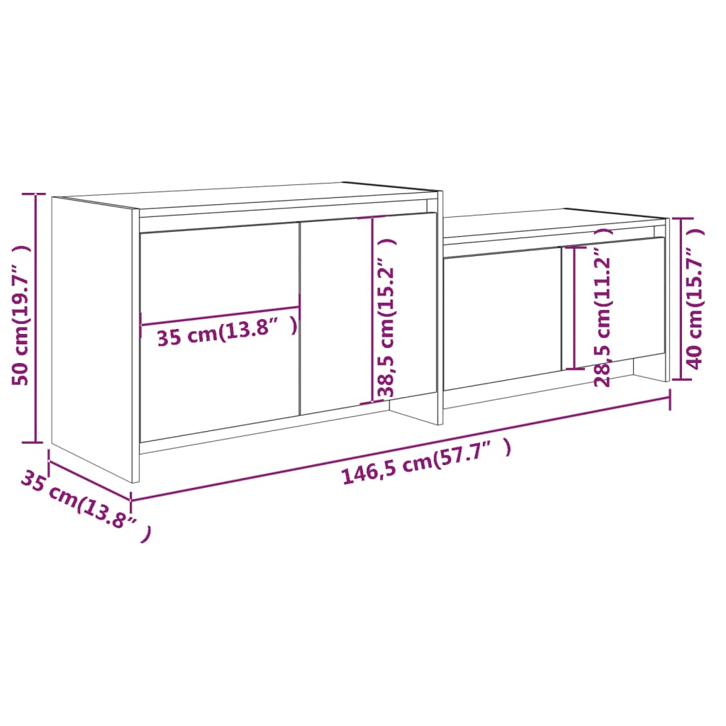 Meuble TV Sonoma gris 146,5x35x50 cm Bois d'ingénierie Meubles TV vidaXL   