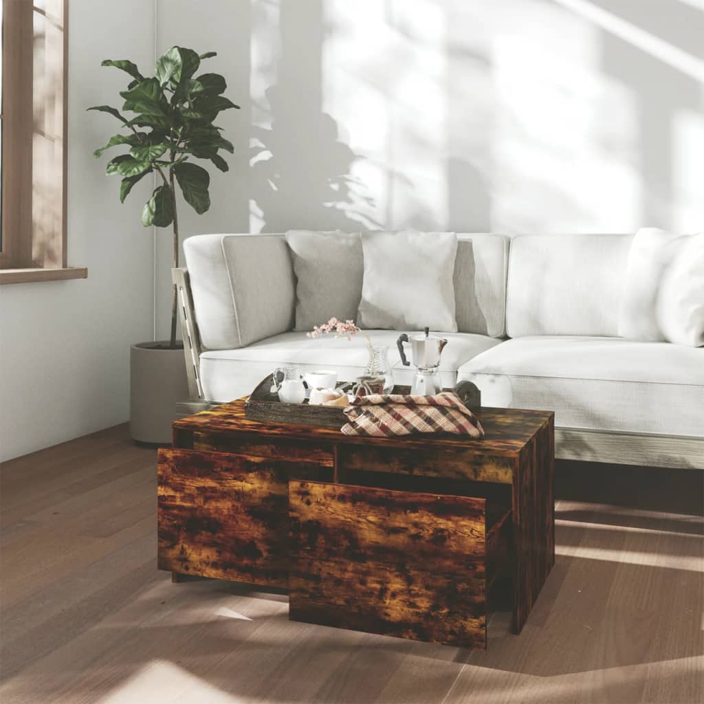 Table basse Chêne fumé 90x50x41,5 cm Bois d'ingénierie - XIOS