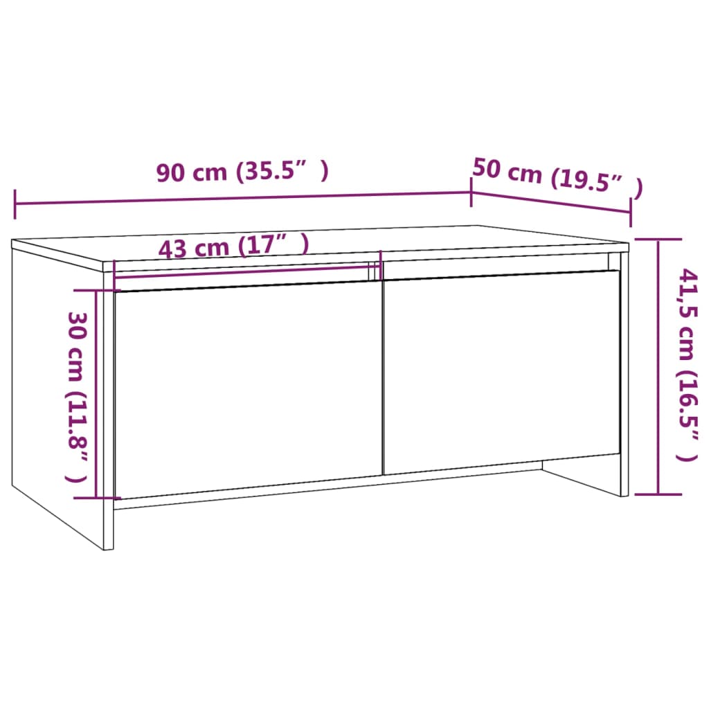 Table basse Chêne fumé 90x50x41,5 cm Bois d'ingénierie - XIOS
