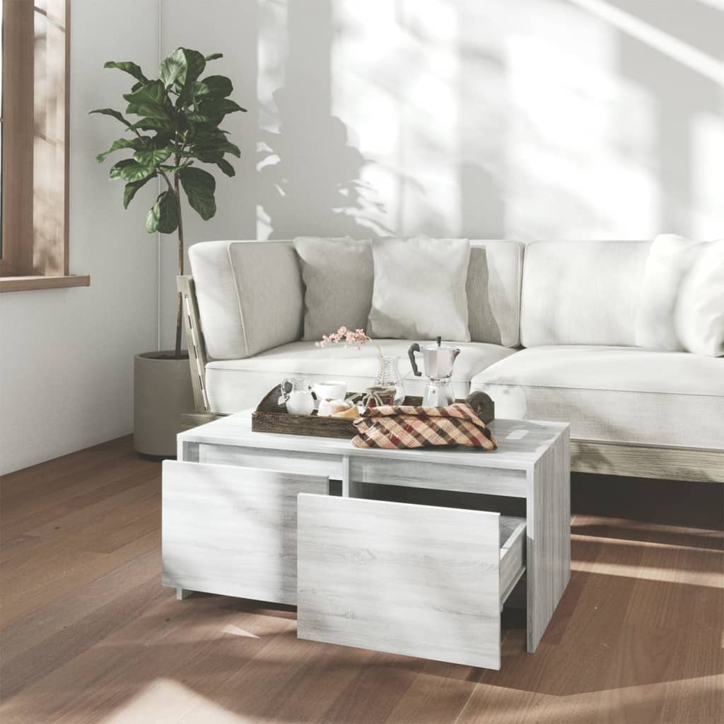 Table basse sonoma gris 90x50x41,5 cm bois d'ingénierie - XIOS