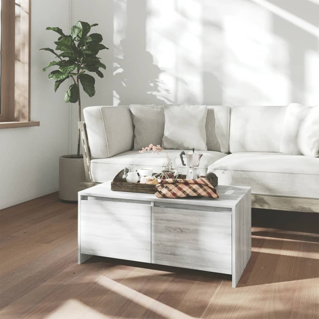 Table basse sonoma gris 90x50x41,5 cm bois d'ingénierie - XIOS