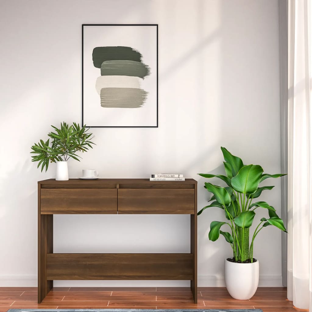 Table console chêne marron 100x35x76,5 cm bois d'ingénierie - XIOS